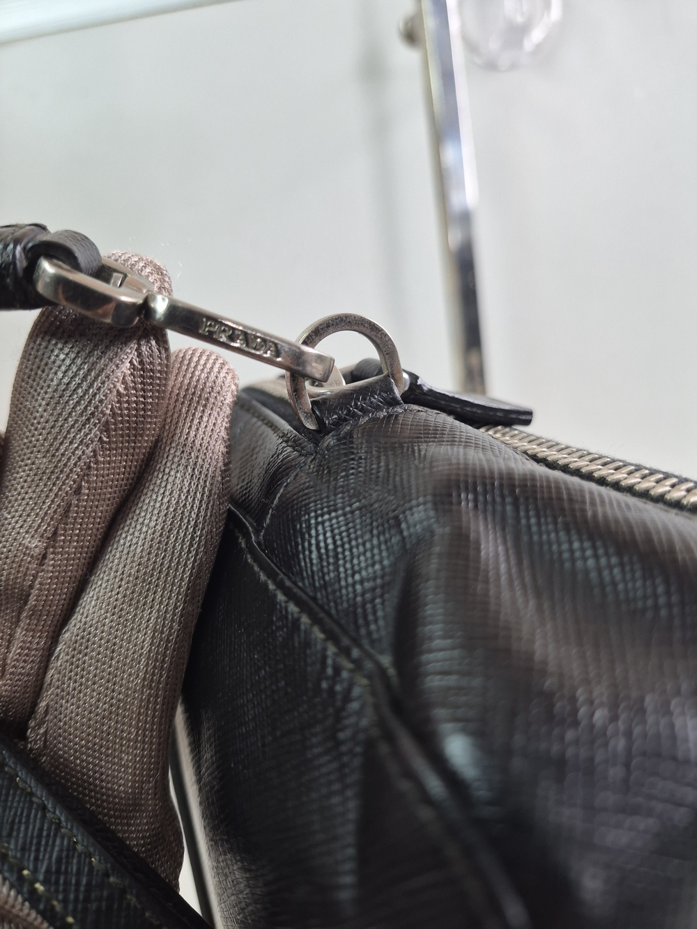 Prada Black Saffiano Leather Wrist Pouch - Picture 7 of 15